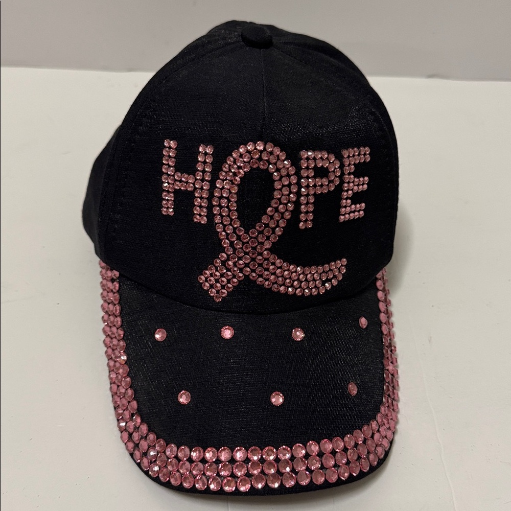 HOPE Pink Ribbon Crystal Baseball Cap - Women Accessories